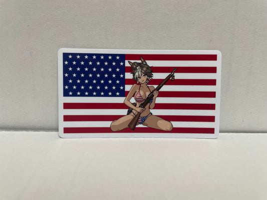 4-Inch Tomoe Umari American Flag Sticker