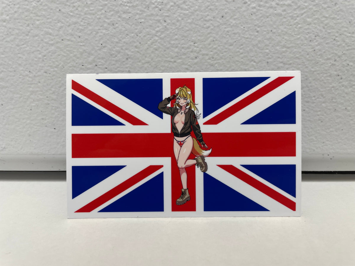 4-Inch Bonnie Barkswell Union Jack Pinup Sticker
