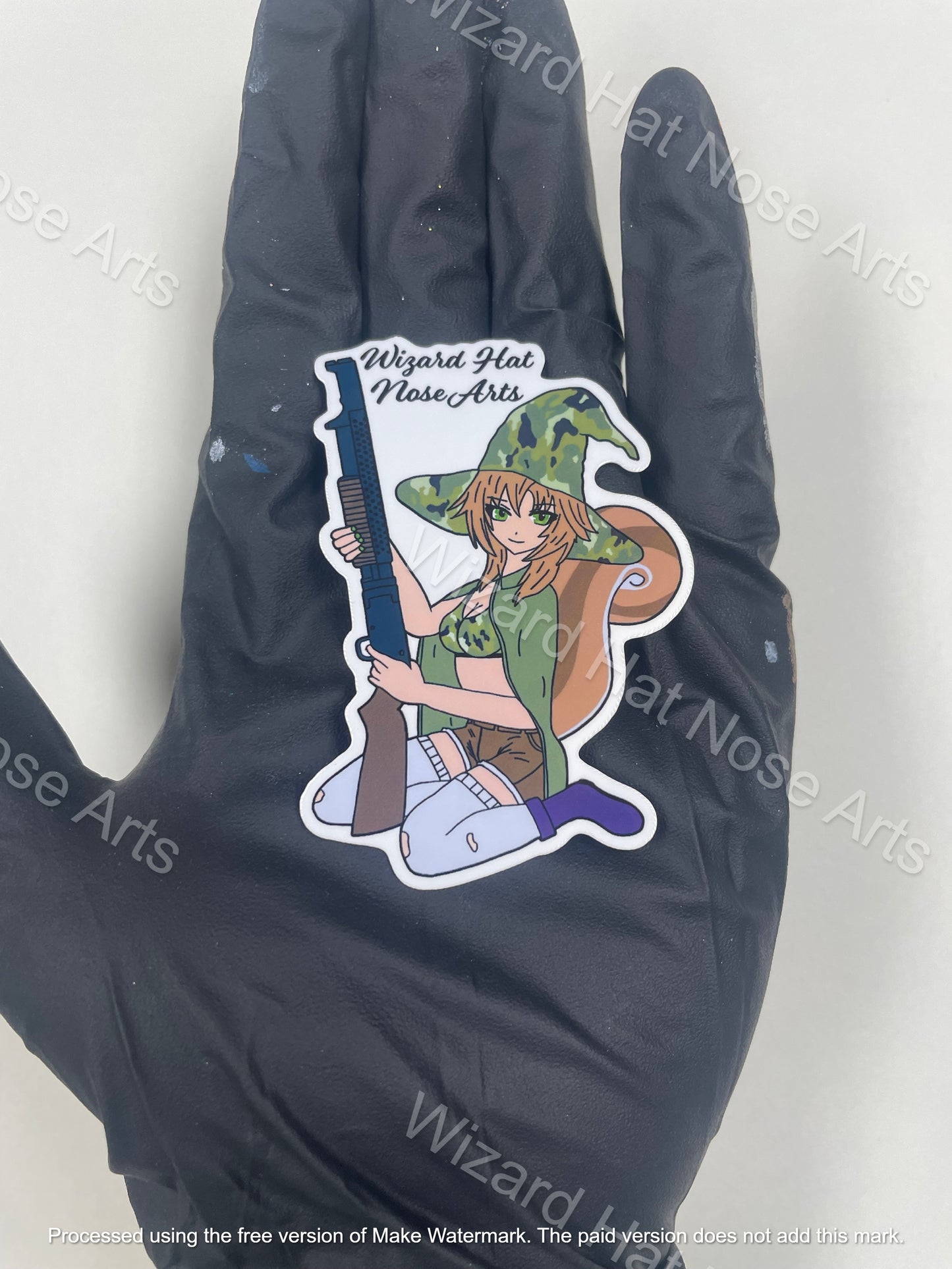 3-inch Mede the Wizard Hat Nose Art Mascot Sticker (White)