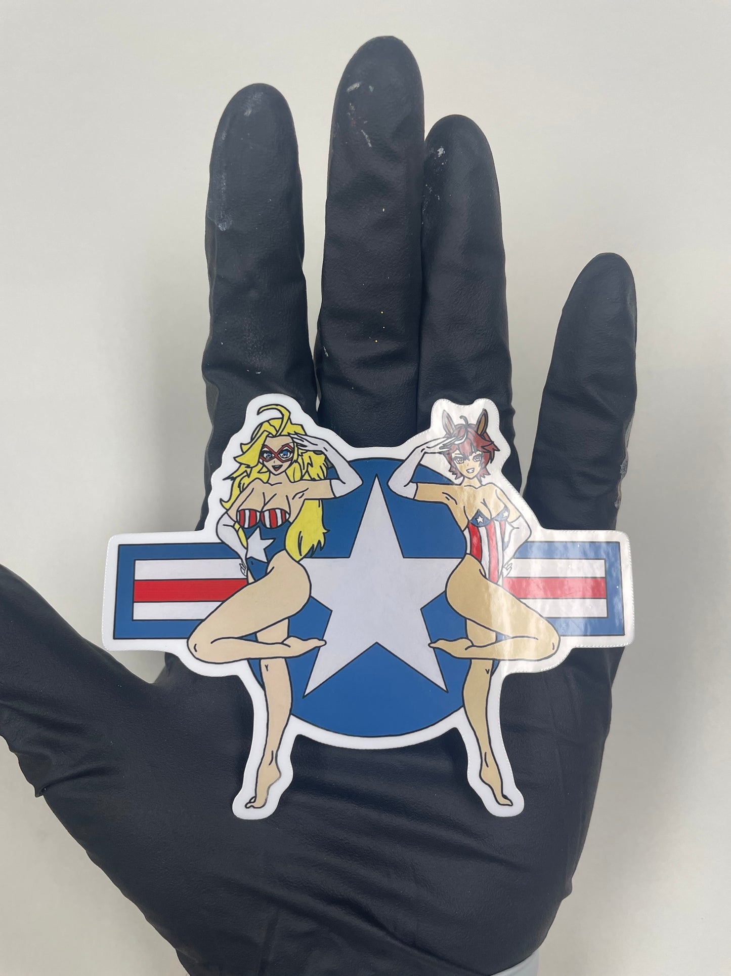 4-inch Tomoe x Kamen America Patriotic Pinup Stickers