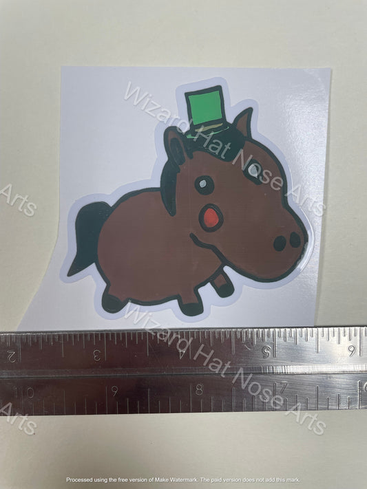 3-Inch Hand Drawn Top Hat Horse Sticker