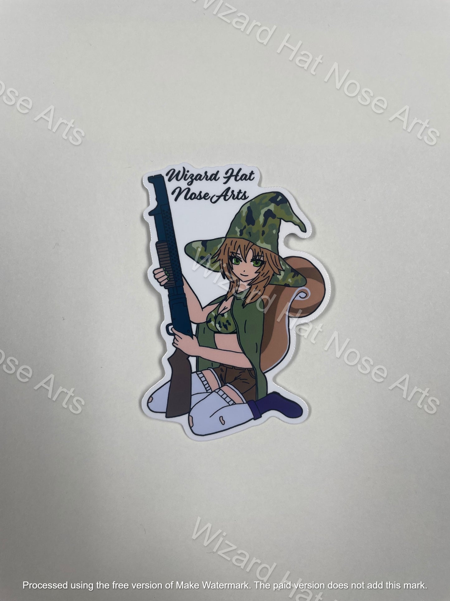 3-inch Mede the Wizard Hat Nose Art Mascot Sticker (White)