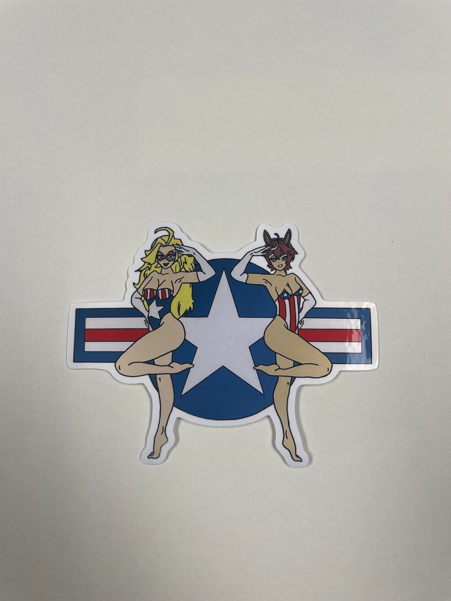 4-inch Tomoe x Kamen America Patriotic Pinup Stickers