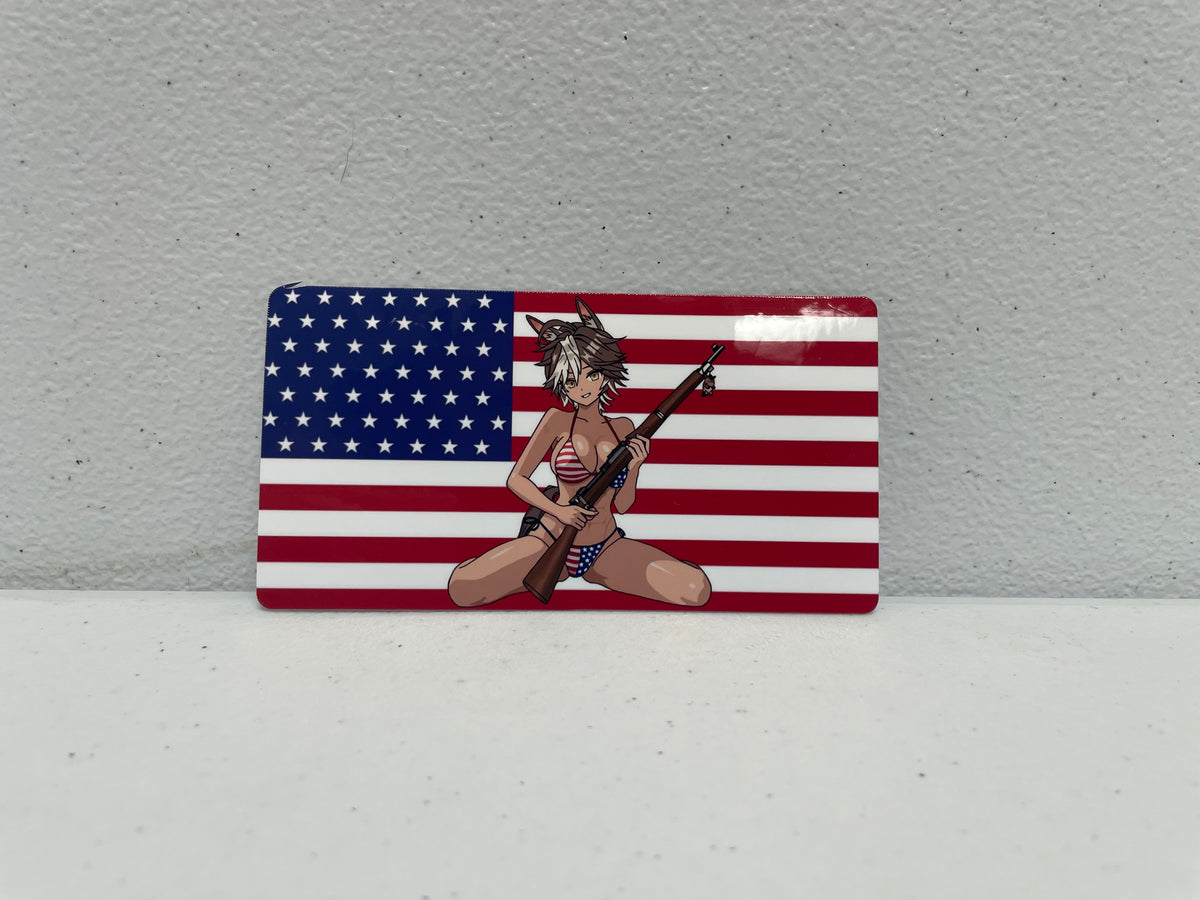 4-Inch Tomoe Umari American Flag Sticker